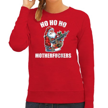 Hohoho motherfuckers foute Kerstsweater / Kersttrui rood voor dames