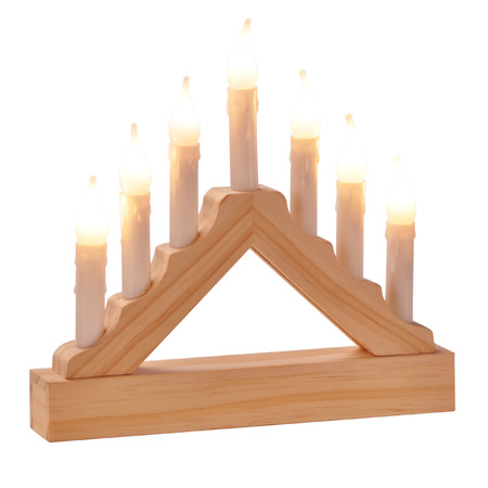 Wooden candle bridge with Led lights warm white 7 lights 21 cm