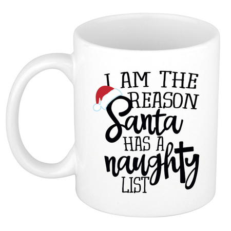 I am the reason Santa has a naughty list koffiemok / theebeker Kerstmis kerstcadeau 300 ml 