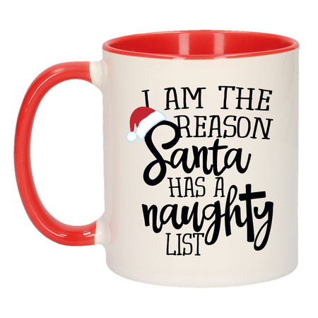 I am the reason Santa has a naughty list Christmas coffee mug / tea cup red christmas present 300 ml