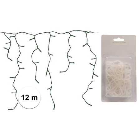 Christmas lights Led white icicle 360 leds with 24x gutter hanging hooks