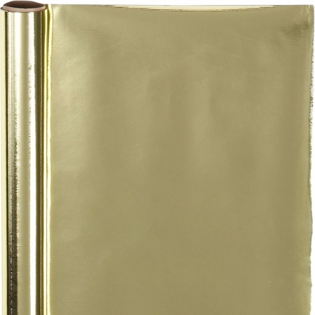 6x Rollen kraft inpakpapier liefde/rode hartjes pakket - metallic goud 200 x 70/50 cm