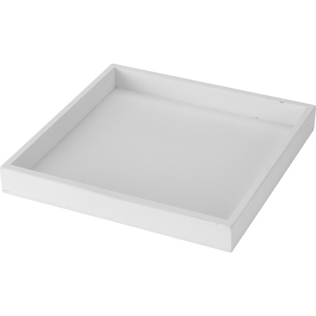 Candle charger plate/platter wood white 30 x 30 cm square
