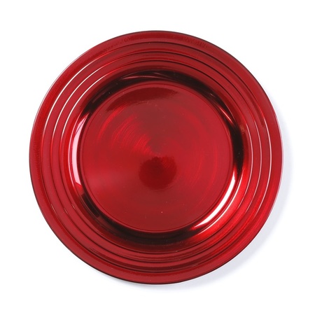 Candle charger plate/platter red shiny 33 cm round