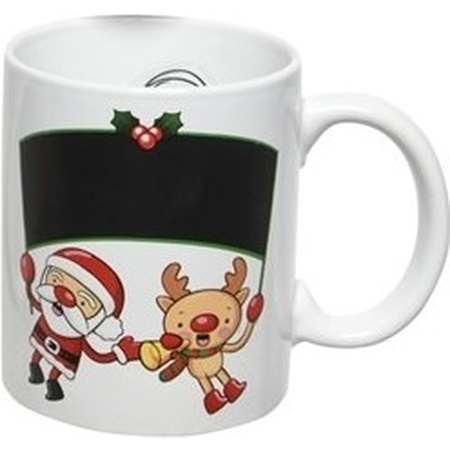 Christmas mug/cup 300 ml reindeer/santa with bell