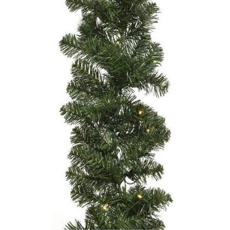 Christmas pine garland green with warm white leds 270 cm
