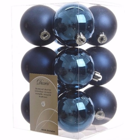 Kerst kerstballen blauw 6 cm Elegant Christmas 12 stuks