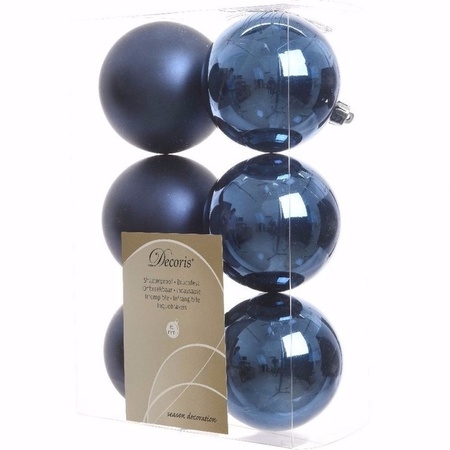 Kerst kerstballen blauw 6 cm Elegant Christmas 6 stuks