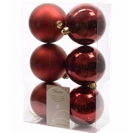 Christmas baubles dark red 6 cm Ambiance Christmas 6 pieces