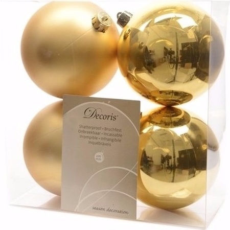 Kerst kerstballen goud 10 cm Christmas Gold 4 stuks