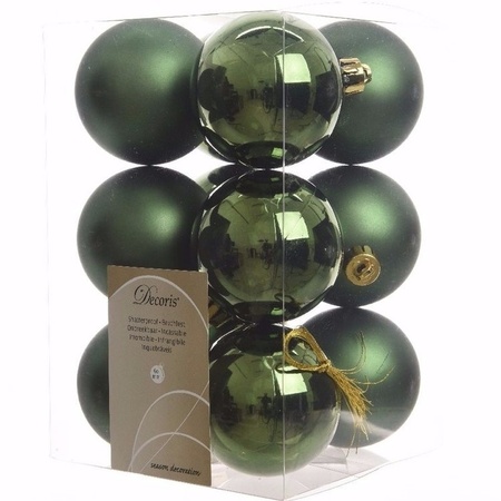 Kerst kerstballen groen 6 cm Nature Christmas 12 stuks