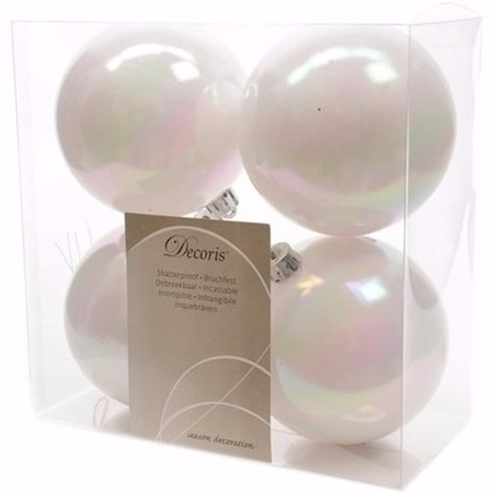 Christmas baubles pearl white 10 cm Nature Christmas 4 pieces