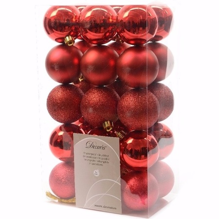 Christmas baubles red mix 6 cm Christmas Red 30 pieces