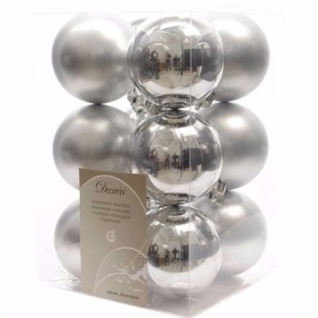 Christmas baubles silver 6 cm Mystic Christmas 12 pieces