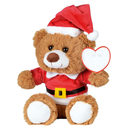 Christmas cuddly toy plush bear brown sitting 18 x 19 cm