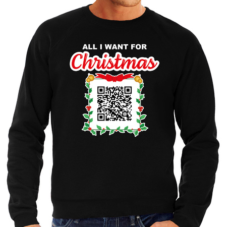 Kerst QR code kersttrui Stappen zonder QR code heren zwart - Foute kerstsweater