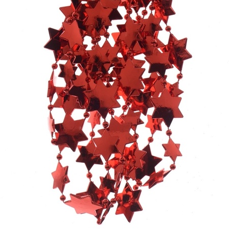 Kerst rode sterren kralenslingers kerstslingers 270 cm