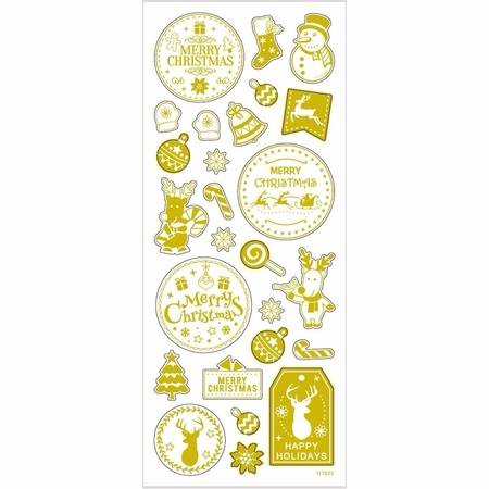 Kerst stickers goud 26 stuks