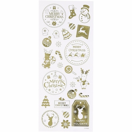 Kerst stickers goud 26 stuks