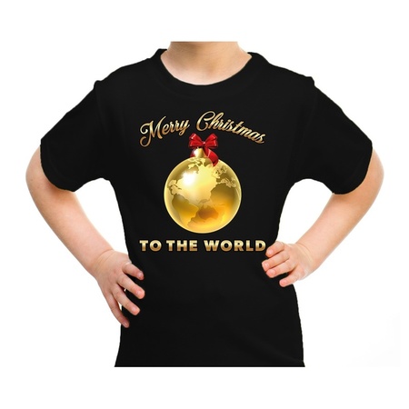 Christmas t-shirt for kids - Merry Christmas to the world - black