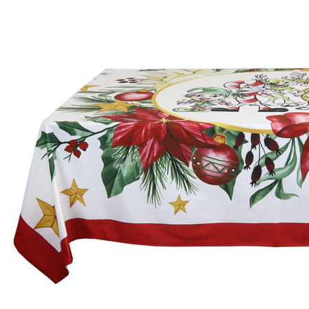 Christmas tablecloth red with christmas print 150 x 200 cm