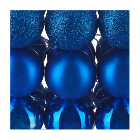 Kerstballen - 100x st - kobalt blauw - 3, 4 en 6 cm - glitter/mat/glans