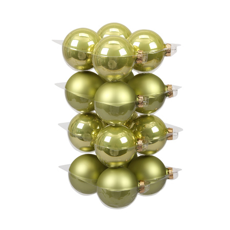 Kerstballen - 16x st - salie groen - 8 cm - glas - kerstversiering