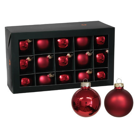 Othmar Decorations kerstballen - 46x st - rood - glas - mix 6 en 8 cm - mat/glans