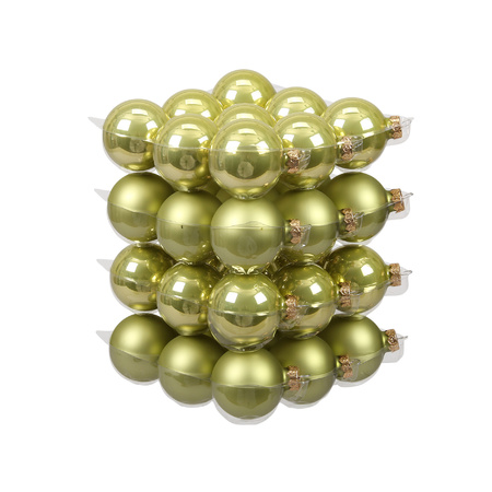 Kerstballen - 36x st - salie groen - 6 cm - glas - mat/glans - kerstversiering