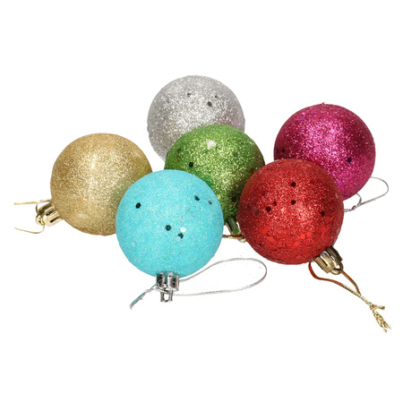 Kerstballen - 6x st - gekleurd - 5 cm - piepschuim - kerstversiering