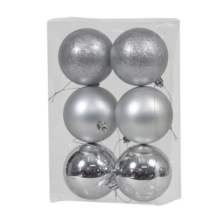 Kerstversiering set kerstballen zilver 6 - 8 cm - pakket van 36x stuks