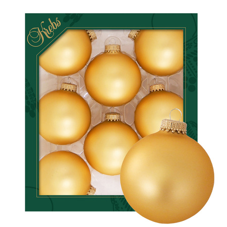 Kerstballen - 8x stuks - honing goud - glas - 7 cm - mat