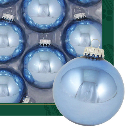 Kerstballen - 8x stuks - lichtblauw - glas - 7 cm - glans