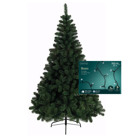 Kerstboom 210 cm incl. kerstverlichting lichtsnoer helder wit