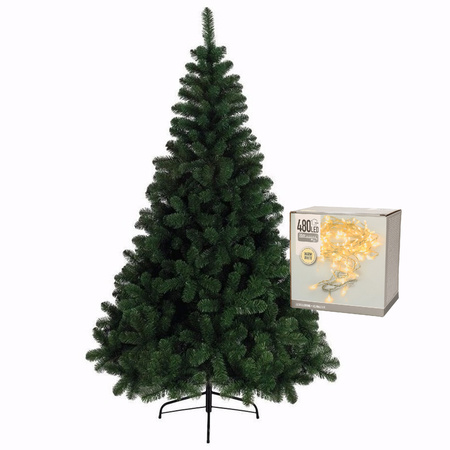 Kerstboom 240 cm incl. kerstverlichting lichtsnoer warm wit 
