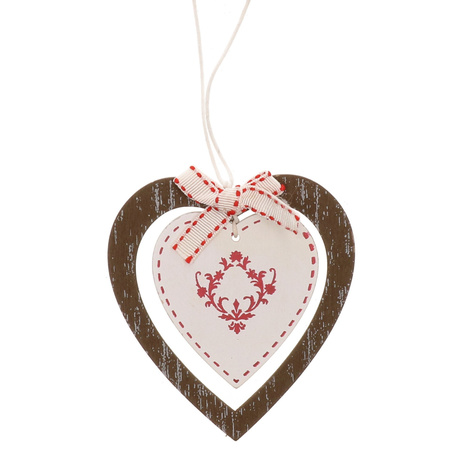 Kerstboom decoratie/kersthanger bruin hart 10 cm