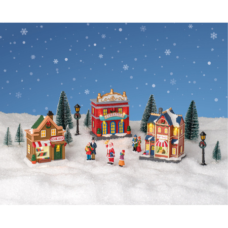 Kerstdorp set 17-delig winterlandschap huisjes en figuurtjes met verlichting