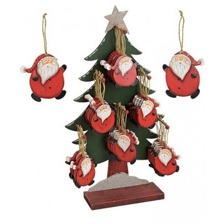 Kersthangers - 3x stuks - kerstmannen - hout - 10 cm - kerstornamenten