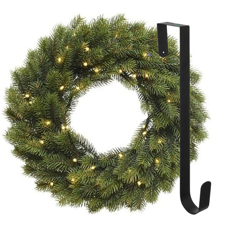 Kerstkrans 40 cm - groen met led - met hanger/ophanghaak - kerstversiering