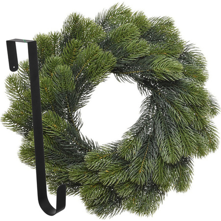 Kerstkrans 50 cm - groen - met hanger/ophanghaak - kerstversiering