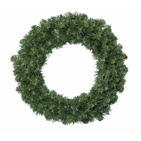 Kerstkrans 35 cm - groen - met zwarte hanger/ophanghaak - kerstversiering