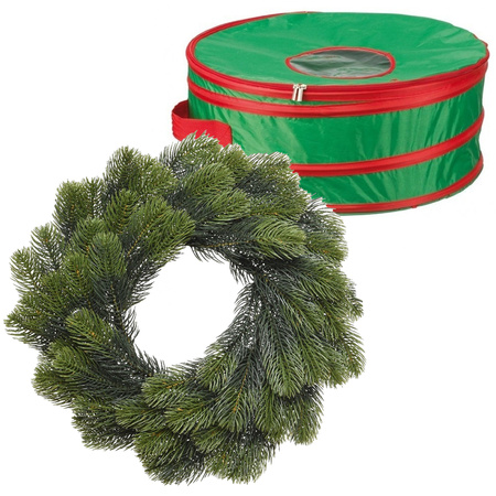 Kerstkrans/dennenkrans groen 50 cm incl. opbergtas 