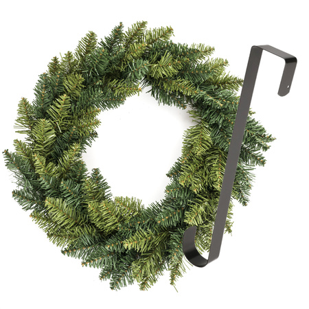 Kerstkrans/dennenkrans - groen - incl. hanger - D40 cm - kunststof