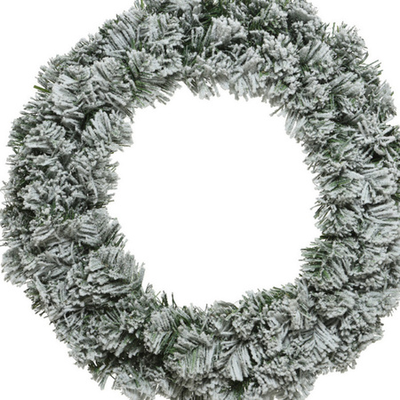 Kerstkrans/dennenkrans groen met sneeuw 35 cm