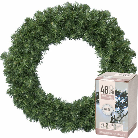 Christmas wreath green 35 cm incl. lights bright white 4m