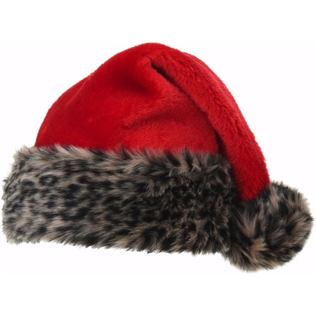 Christmas hat with leopard print maat 48