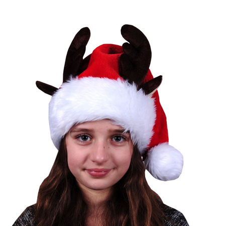 Kerstmuts met rendier hoorns en oren voor kinderen