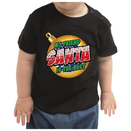 Christmas Santa and Rudolph t-shirt black for toddler boy/girl