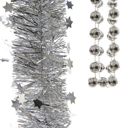 Kerstslingers set 3x stuks zilver - Kerstversiering