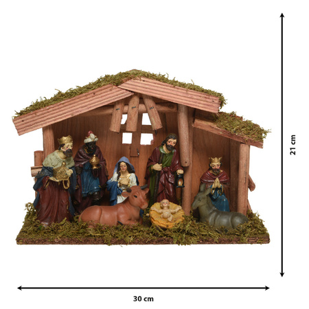 Kerststal met 8 figuren 30 cm